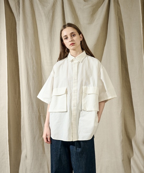 WETTEMPT(ウィテンプト)の「SAND WASH BIG POCKET SHIRT /サンドウォッシュビッグポケットシャツ(シャツ/ブラウス・メンズ・オフホワイト/サックスブルー・SMALL/MEDIUM/LARGE)」の20枚目の写真