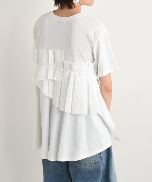 INTERPLANET（インタープラネット）の「ＴＣブロードアシメフリルＴシャツ（Tシャツ/カットソー・レディース・ブラック/オフホワイト・FREE）」の7枚目の写真