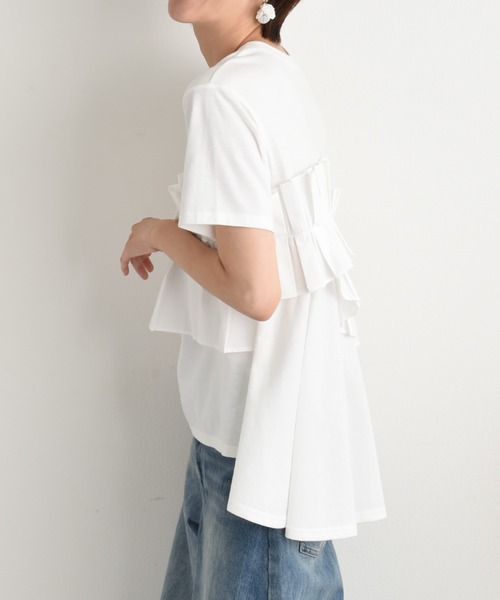 INTERPLANET（インタープラネット）の「ＴＣブロードアシメフリルＴシャツ（Tシャツ/カットソー・レディース・ブラック/オフホワイト・FREE）」の22枚目の写真