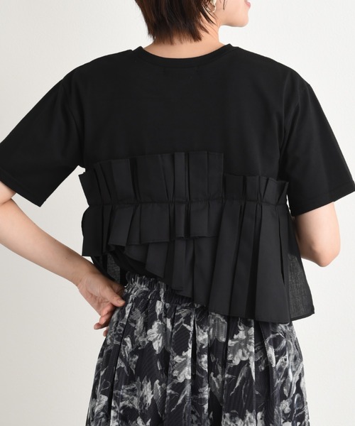 INTERPLANET（インタープラネット）の「ＴＣブロードアシメフリルＴシャツ（Tシャツ/カットソー・レディース・ブラック/オフホワイト・FREE）」の18枚目の写真