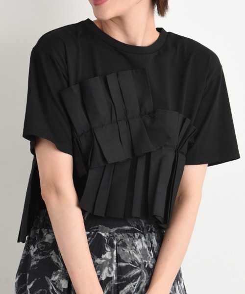 INTERPLANET（インタープラネット）の「ＴＣブロードアシメフリルＴシャツ（Tシャツ/カットソー・レディース・ブラック/オフホワイト・FREE）」の15枚目の写真