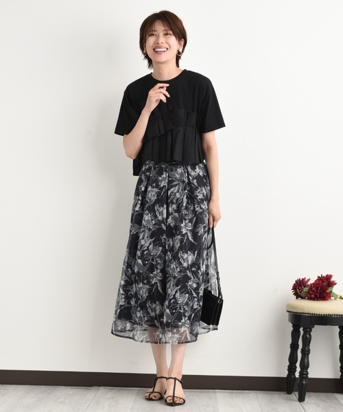 INTERPLANET（インタープラネット）の「ＴＣブロードアシメフリルＴシャツ（Tシャツ/カットソー・レディース・ブラック/オフホワイト・FREE）」の20枚目の写真