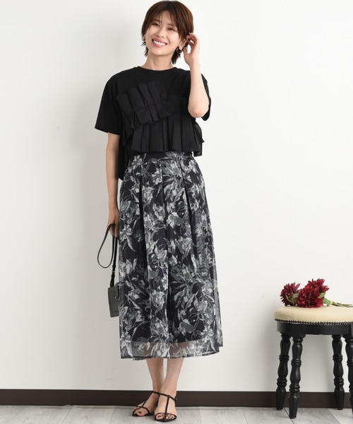 INTERPLANET（インタープラネット）の「ＴＣブロードアシメフリルＴシャツ（Tシャツ/カットソー・レディース・ブラック/オフホワイト・FREE）」の9枚目の写真