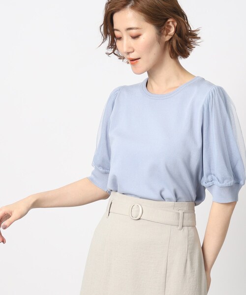 grove(グローブ)の「◆上品フェミニンな袖チュールニットプルオーバー(ニット/セーター・レディース・ブラック/ダークブラウン/ブルー/アイボリー・02/03/04/01/05)」の4枚目の写真