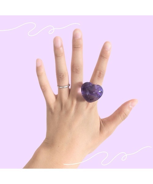 hazeleyes】ガラス風ハートのアイドルリング（Bonbonami