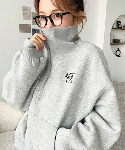 ■韓国■ 裏起毛ワンピース トレーナー ハーフジップアップ 3色 楽天市場】kha:ki カーキ 30/10 コットン 裏毛 ハーフジップ