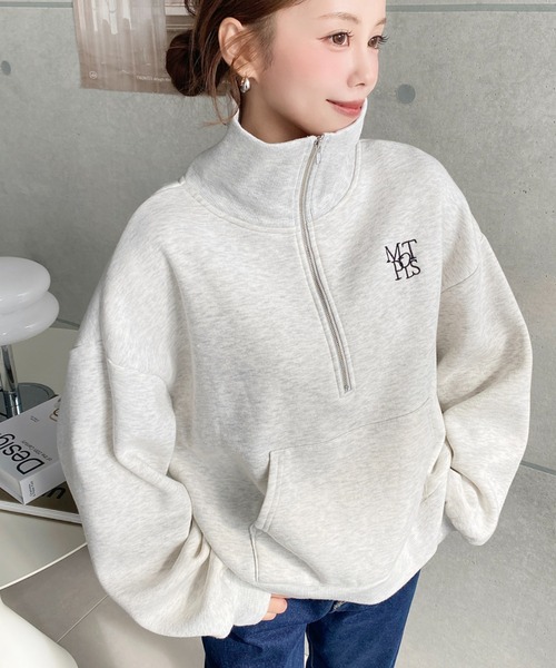 MARRY ME WHIP SWEAT gray 完売品 セール】【累計販売枚数1万枚突破！】裏起毛ワンポイント刺繍ハーフ