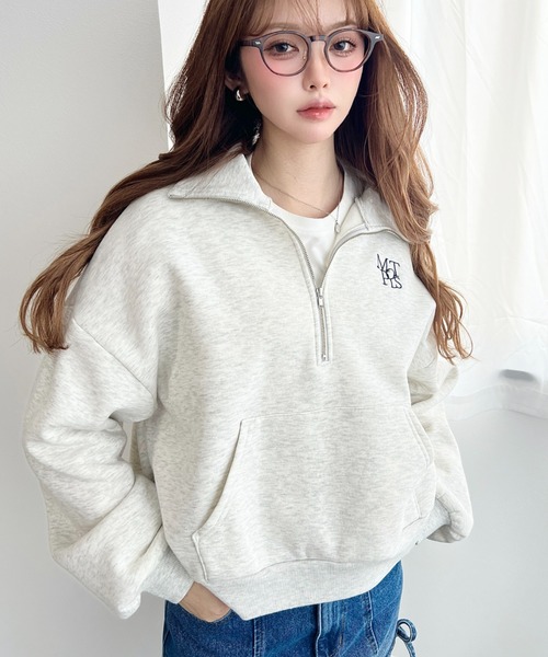 セール】【累計販売枚数1万枚突破！】裏起毛ワンポイント刺繍ハーフ