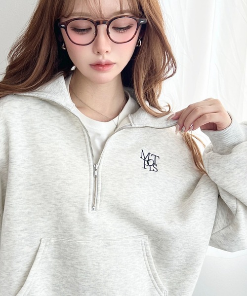 セール】【累計販売枚数1万枚突破！】裏起毛ワンポイント刺繍ハーフ