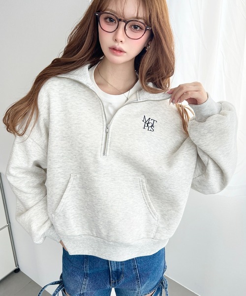 セール】【累計販売枚数1万枚突破！】裏起毛ワンポイント刺繍ハーフ