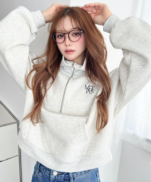 セール】【累計販売枚数1万枚突破！】裏起毛ワンポイント刺繍ハーフ