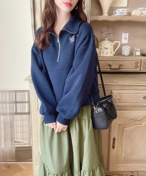 セール】【累計販売枚数1万枚突破！】裏起毛ワンポイント刺繍ハーフ