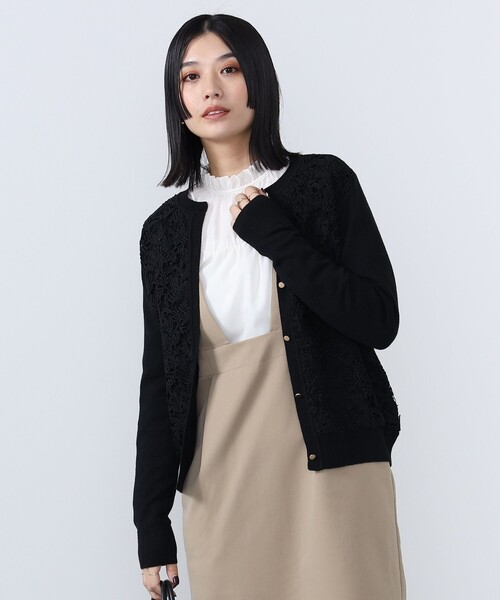 カーディガン フロントレース ニットカーディガン（手洗い可能） レディース BEAMS HEART カーディガン フロントレース ニットカーディガン