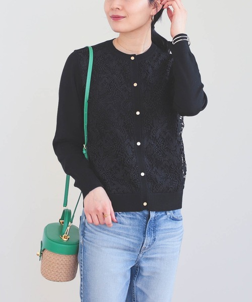 Ermanno Scervino レースフロントカーディガン グレー美品 Ermanno Scervino レースフロントカーディガン グレー美品