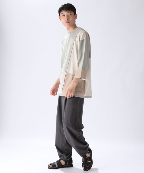 niko and（ニコアンド）の「7分丈ブロッキングT（Tシャツ