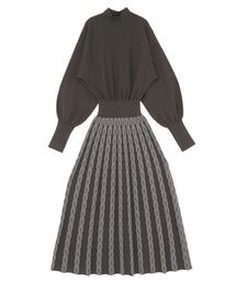 LAGUNAMOON | ダイヤ柄フィットアンドフレアニットワンピース(ワンピース)