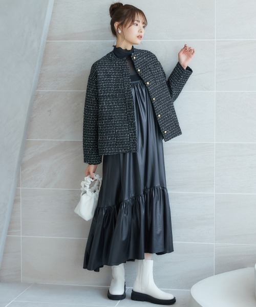 miclat（ミクラ）の「大きいサイズ　フェイクレザー調キャミワンピース　miclat（ワンピース・レディース・ブラウン/ブラック・L/LL/3L/4L/5L）」の6枚目の写真