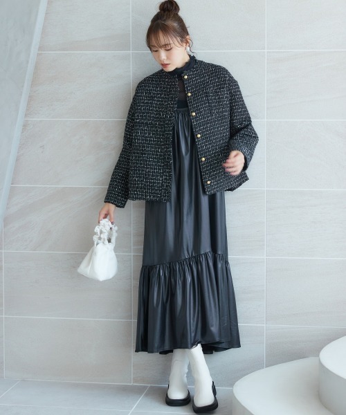 miclat（ミクラ）の「大きいサイズ　フェイクレザー調キャミワンピース　miclat（ワンピース・レディース・ブラウン/ブラック・L/LL/3L/4L/5L）」の9枚目の写真