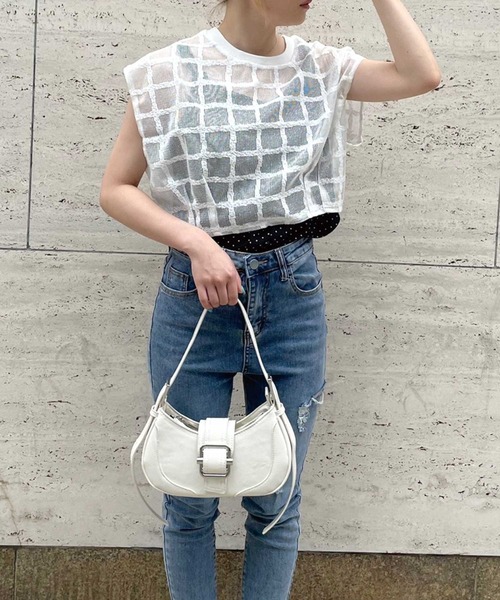 SPIGA（スピーガ）の「格子柄ｽｶｼTOPS（その他トップス・レディース・ホワイト・FREE）」の2枚目の写真