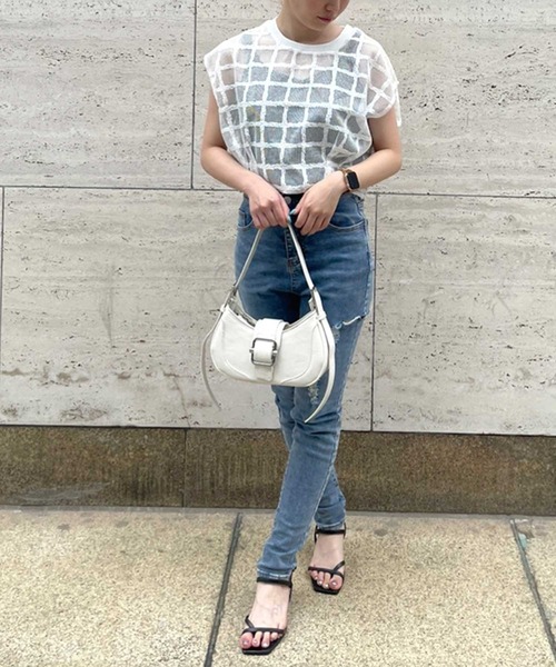 SPIGA（スピーガ）の「格子柄ｽｶｼTOPS（その他トップス・レディース・ホワイト・FREE）」の3枚目の写真