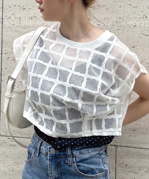 SPIGA（スピーガ）の「格子柄ｽｶｼTOPS（その他トップス・レディース・ホワイト・FREE）」の4枚目の写真