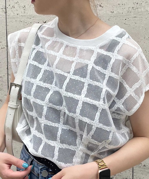 SPIGA（スピーガ）の「格子柄ｽｶｼTOPS（その他トップス・レディース・ホワイト・FREE）」の5枚目の写真