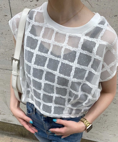 SPIGA（スピーガ）の「格子柄ｽｶｼTOPS（その他トップス・レディース・ホワイト・FREE）」の6枚目の写真