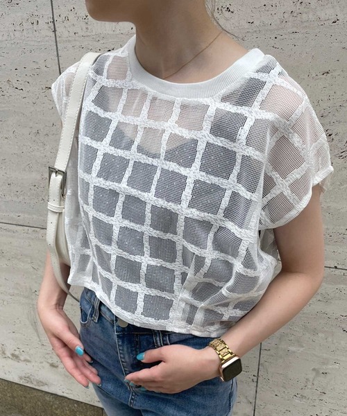 SPIGA（スピーガ）の「格子柄ｽｶｼTOPS（その他トップス・レディース・ホワイト・FREE）」の7枚目の写真