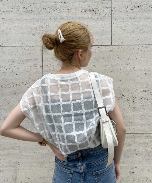 SPIGA（スピーガ）の「格子柄ｽｶｼTOPS（その他トップス・レディース・ホワイト・FREE）」の9枚目の写真