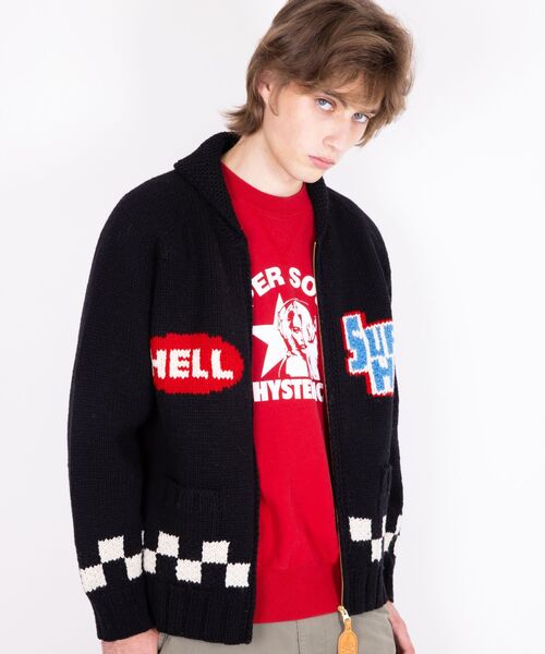 HYSTERIC GLAMOUR（ヒステリックグラマー）の「SUPER HYS編込 カウチン（カーディガン/ボレロ・メンズ・ホワイト/ブラック・SMALL/MEDIUM/LARGE）」の11枚目の写真