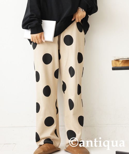 antiqua(アンティカ)の「綿100%ドット柄ルームウェア(ルームウェア/パジャマ・レディース・ブラック・FREE)」の3枚目の写真