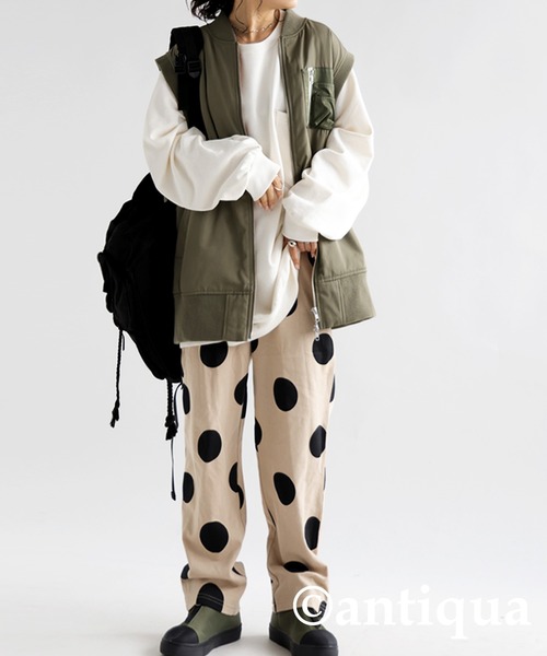 antiqua(アンティカ)の「綿100%ドット柄ルームウェア(ルームウェア/パジャマ・レディース・ブラック・FREE)」の12枚目の写真