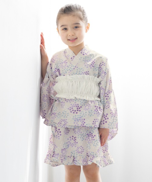 セパレート浴衣セット 子ども キッズ 上下セット（上着＋ワンピース＋帯）3点セット（浴衣）｜SOUBIEN（ソウビエン） 8,450円