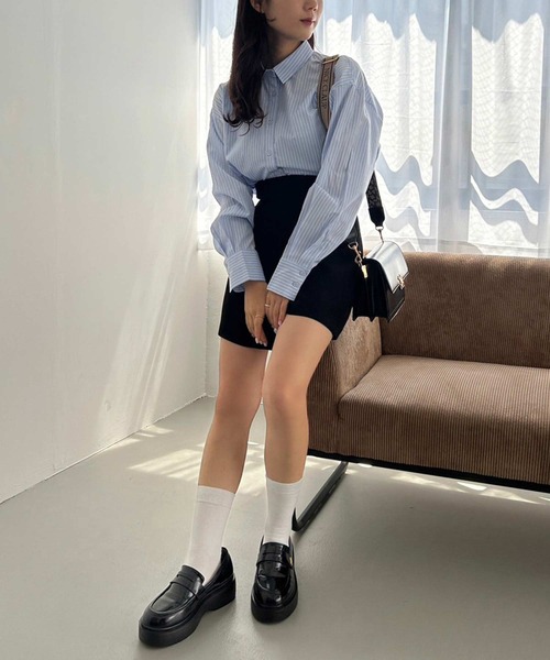 one after another NICE CLAUP（ワンアフターアナザーナイスクラップ）の「シャツ×ニットベストセット（ベスト・レディース・アイボリー/ネイビー/グレー・FREE）」の7枚目の写真