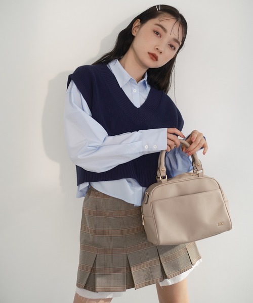 one after another NICE CLAUP（ワンアフターアナザーナイスクラップ）の「シャツ×ニットベストセット（ベスト・レディース・アイボリー/ネイビー/グレー・FREE）」の15枚目の写真