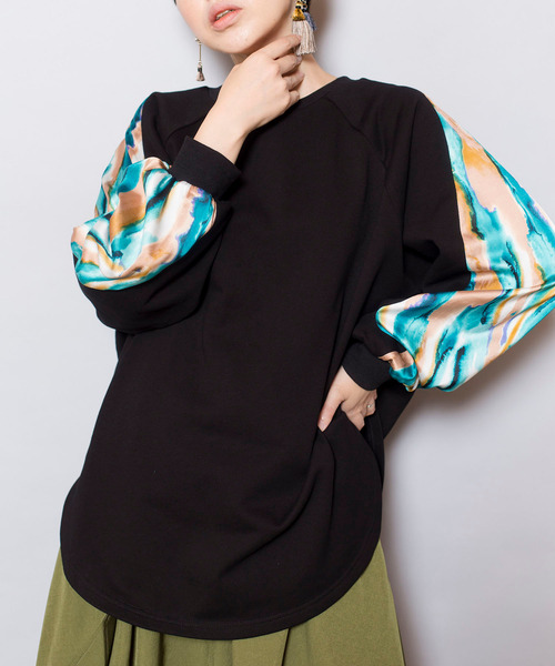 OSMOSIS（オズモーシス）の「【WEB限定アイテム】切替ｽﾘｰﾌﾞﾌﾟﾙｵｰﾊﾞｰ（Tシャツ/カットソー・レディース・ブラック/アイボリー・ONE SIZE）」の8枚目の写真