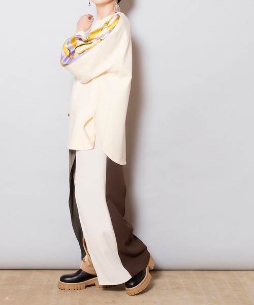 OSMOSIS（オズモーシス）の「【WEB限定アイテム】切替ｽﾘｰﾌﾞﾌﾟﾙｵｰﾊﾞｰ（Tシャツ/カットソー・レディース・ブラック/アイボリー・ONE SIZE）」の13枚目の写真