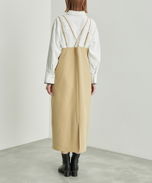 ROPE' PICNIC（ロペピクニック）の「バッククロスキャミワンピース（ワンピース・レディース・ブラック/ベージュ/キナリ・38/36）」の6枚目の写真