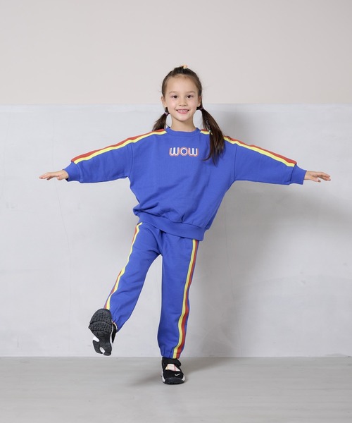 BIG FIELD（ビッグフィールド）の「カラーテープスウェットロングパンツ（80～150cm）（スウェットパンツ・キッズ・ブルー/オフホワイト/チャコール/ブラウン・120/130/150/80/90/110/95/100/140）」の7枚目の写真