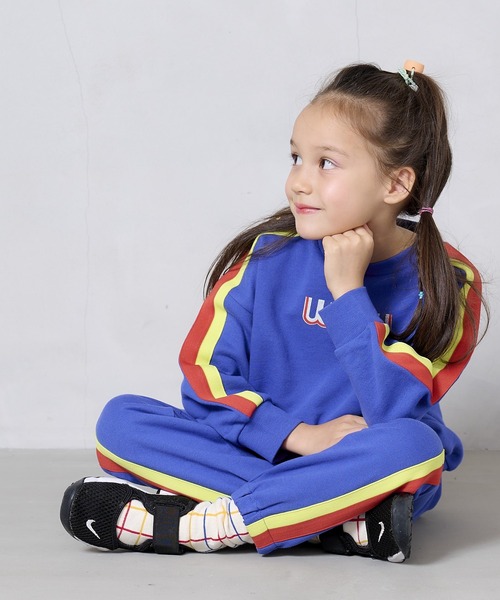 BIG FIELD（ビッグフィールド）の「カラーテープスウェットロングパンツ（80～150cm）（スウェットパンツ・キッズ・ブルー/オフホワイト/チャコール/ブラウン・120/130/150/80/90/110/95/100/140）」の5枚目の写真