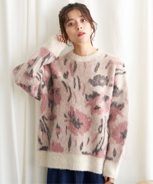 LBC（エルビーシー）の「フラワージャカードふんわりプルオーバー（ニット/セーター・レディース・ブルー/ベージュ・M）」の13枚目の写真