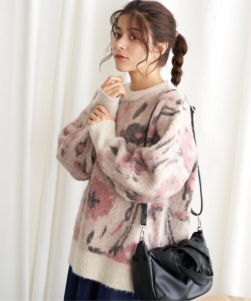 LBC（エルビーシー）の「フラワージャカードふんわりプルオーバー（ニット/セーター・レディース・ブルー/ベージュ・M）」の16枚目の写真