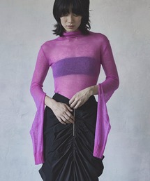 Sheer Mohair Slit Sleeves Knit