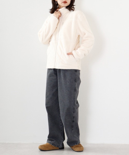 Ree&Mee（リーアンドミー）の「Ree&Mee 防風加工 ボア フリース ハイネック ブルゾン（ブルゾン・レディース・オフホワイト/モカ/ブラック・M）」の8枚目の写真