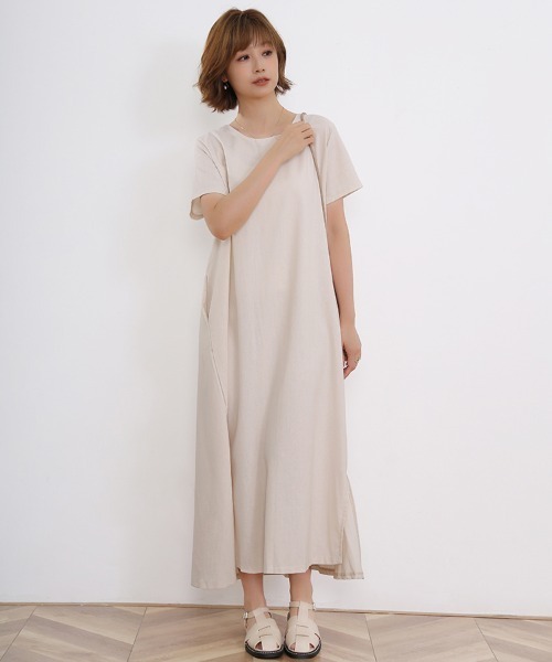 Doux Belle(ドゥーベル)の「シンプル半袖カットソーワンピース(ワンピース・レディース・グリーン/ブルー系その他/ブラック/ダークブルー/ライトブルー/ベージュ/ブラウン・FREE)」の11枚目の写真