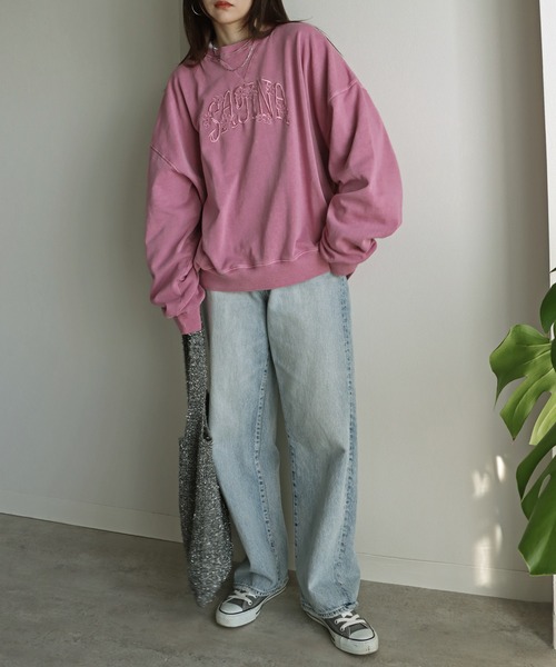 セール】ヴィンテージライク刺繍ピグメントスウェット（スウェット