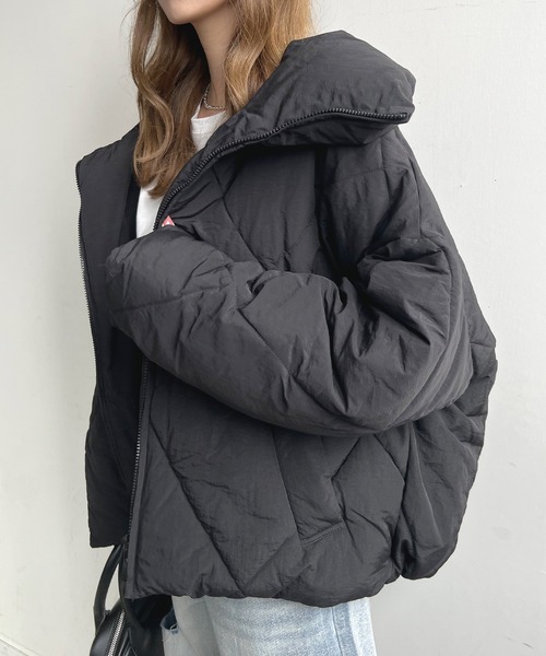 Futier land（フューティアランド）の「ビッグダイヤキルトフェイクダウン（ダウンジャケット/コート・レディース・ライトカーキ/ブラック/グレイッシュベージュ・MEDIUM）」の8枚目の写真