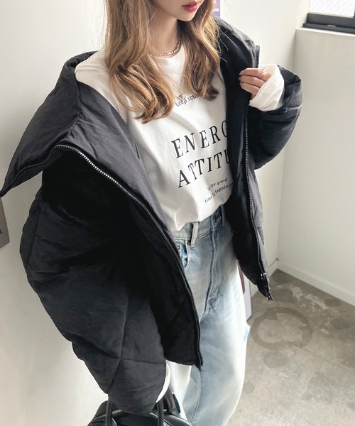 Futier land（フューティアランド）の「ビッグダイヤキルトフェイクダウン（ダウンジャケット/コート・レディース・ライトカーキ/ブラック/グレイッシュベージュ・MEDIUM）」の10枚目の写真