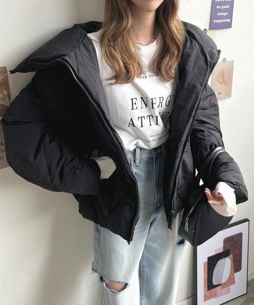 Futier land（フューティアランド）の「ビッグダイヤキルトフェイクダウン（ダウンジャケット/コート・レディース・ライトカーキ/ブラック/グレイッシュベージュ・MEDIUM）」の14枚目の写真