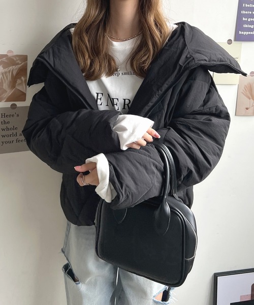 Futier land（フューティアランド）の「ビッグダイヤキルトフェイクダウン（ダウンジャケット/コート・レディース・ライトカーキ/ブラック/グレイッシュベージュ・MEDIUM）」の15枚目の写真